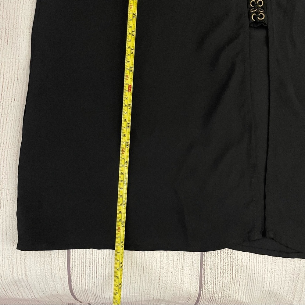 GOLDIE Women’s Elegant Black Midi Dress w/Gold Lace Up Detail Size Medium - Picture 4 of 10